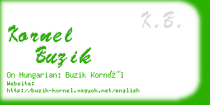 kornel buzik business card